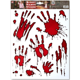 Sticker-Set mit blutigen Händen und Blutspritzer, 28 x 35 cm, rot