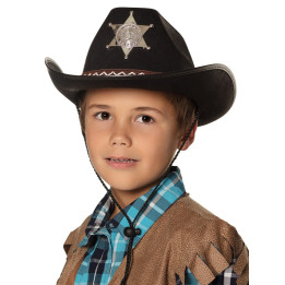 Kids  Hat Cowboy with Sheriff star, KW 55, black
