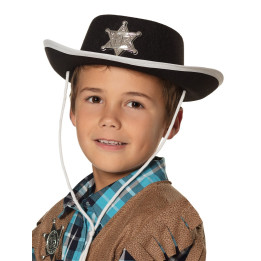 Sheriff Cowboy Hat (Child Size), 57 cm, black
