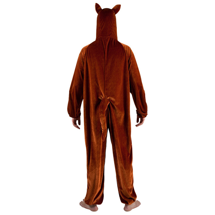 Kangaroo Costume Unisex: Plush jumpsuit with a hoodie, brown