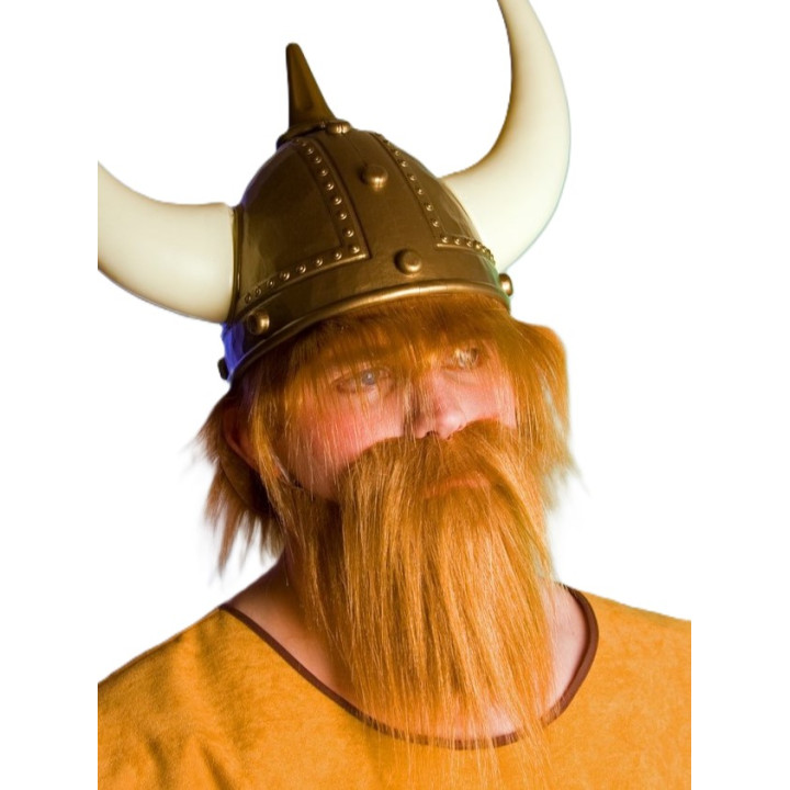 Wikingerbart mit Schnurrbart: (ohne Helm), rot