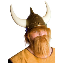 Wikinger Helm mit Hörnern und Haar