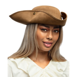 Pirates Chapeau Tricorne : Look suède, marron