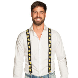 Oktoberfest Bierglas Hosenträger, schwarz/gelb
