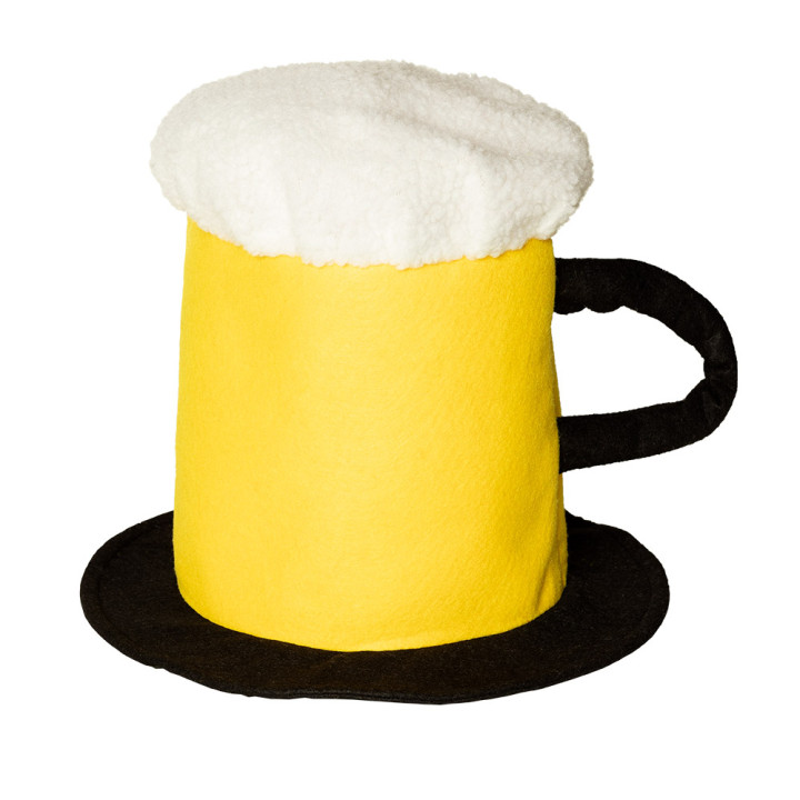 Oktoberfest Beer Mug Hat: Party hat for the beer festival, yellow/black
