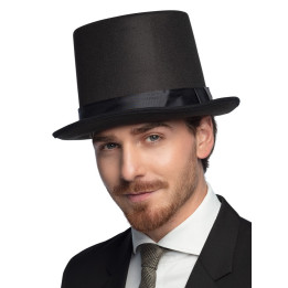 Chapeau cylindre aspect feutre, Unisex, 58/59cm, noir