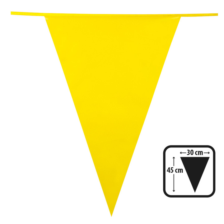 Grande Guirlande de fanions, PE-Folie, 10 m / Wimpel 45 x 30 cm, jaune