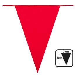 Grosse Wimpelkette-Girlande, PE-Folie, 10 m / Wimpel 45 x 30 cm, rot