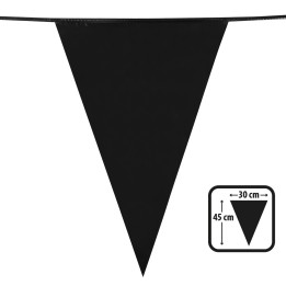 Large Bunting Garland, PE-Foil, 10 m / Wimpel 45 x 30 cm, black