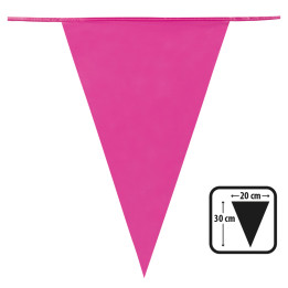 Bunting Garland, PE-Foil, 10 m / Wimpel 30 x 20 cm, pink