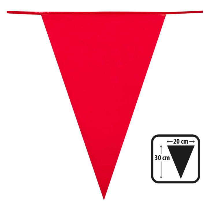 Guirlande de fanions, PE-Folie, 10 m / Wimpel 30 x 20 cm, rouge