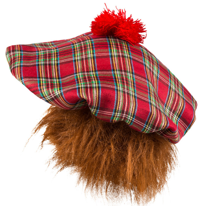 Schotten Barett mit Haaren, rot