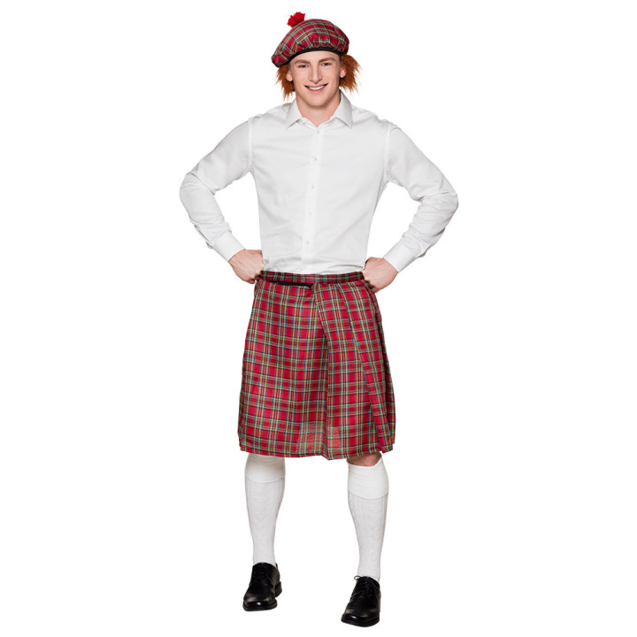 Schotten Barett mit Haaren, rot
