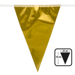 Metallic Bunting Garland, PE-Foil, 10 m / Wimpel 30 x 20 cm, or/gold