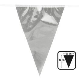 Metallic Bunting Garland, PE-Foil, 10 m / Wimpel 30 x 20 cm, silver