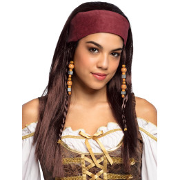 Wig Pirate Trinity with Bandana, brown