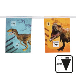 Dinosaurier Wimpelkette T-Rex, 3m (14 x 20 cm), mehrfarbig