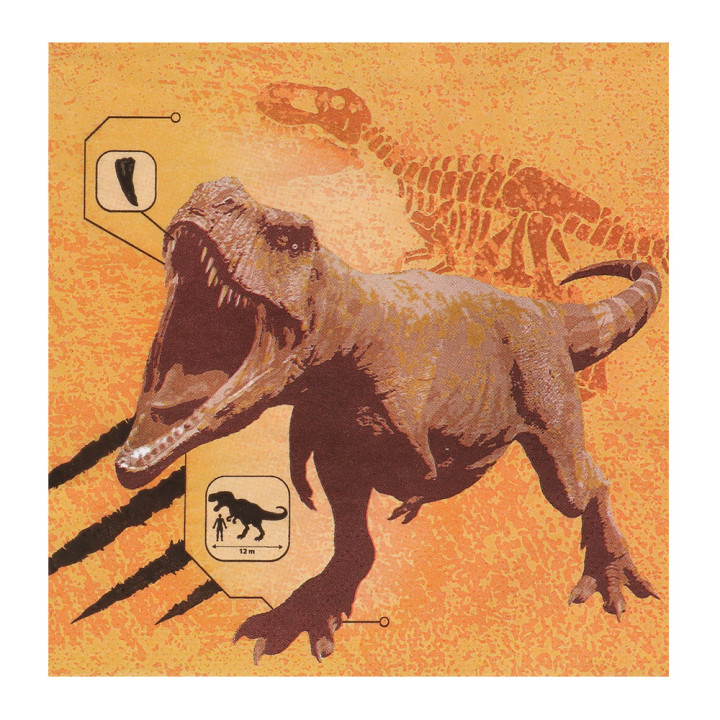 20 Paper napkins T-Rex, 20items, 33 x 33 cm