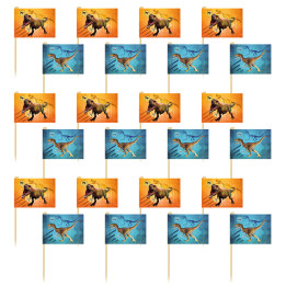 Flag picks T-Rex, 24items, 7 cm