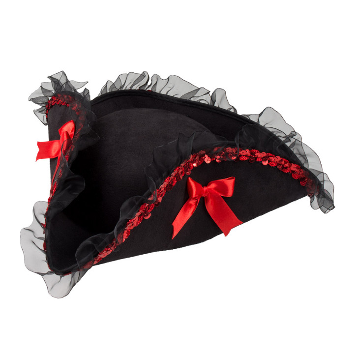 Tricorn Hat Admiral Rachel, black/red