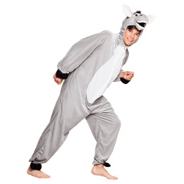 Donkey Costume Unisex: Plush jumpsuit with a hoodie, grey