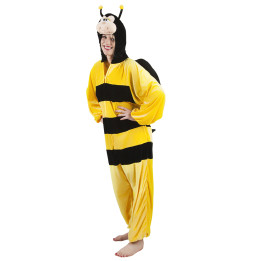Abeille Déguisement Unisex: Combinaison en peluche avec capuche, jaune