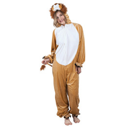 Lion Déguisement Unisex: Combinaison en peluche avec capuche, marron