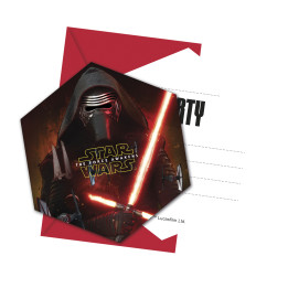 Star Wars Einladungskarten, 6Stück, 9 cm x 14 cm, schwarz