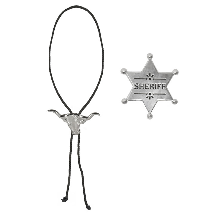 Collier Cowboy et étoile de shérif, argent
