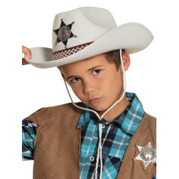 Enfants  Chapeau Cowboy avec Étoile du shérif, KW 55, blanc
