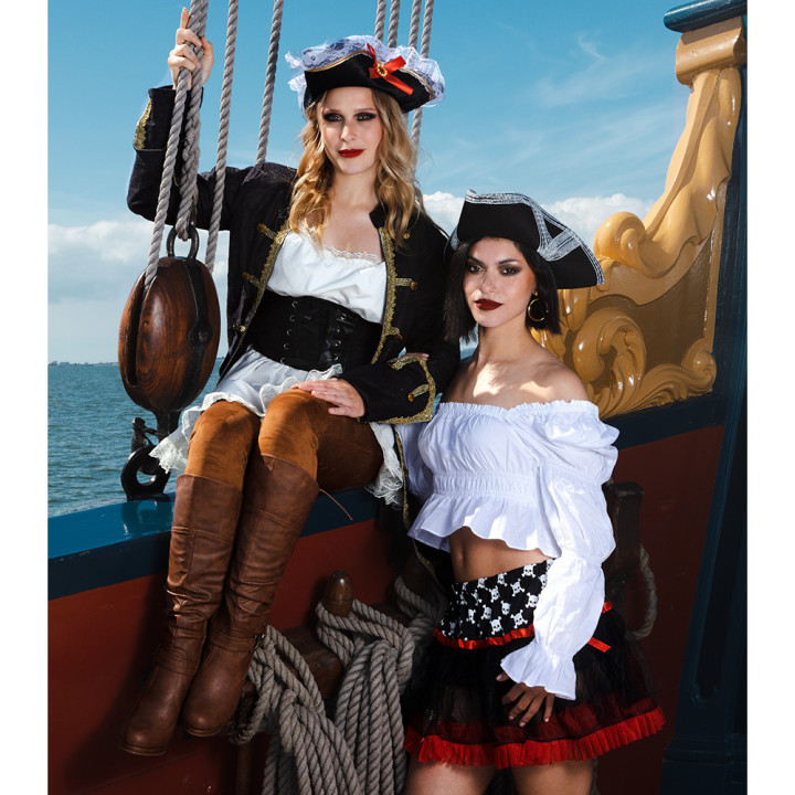 Mini jupe pirate, noir