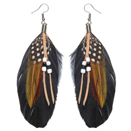 Earrings with feathers, brown