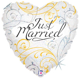 Just Married Hochzeit Folienballon, 45 cm, weiss