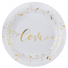 Wedding Love Single-use plate, 10items, 22.5 cm, white
