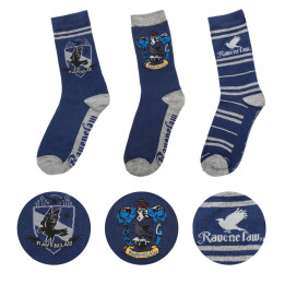 Harry Potter:  Socks 3er-Pack Ravenclaw, 3items, US 4-12 / EU 35-45, blue