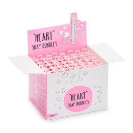 Soap bubbles box with a heart handle, 48items, 9 cm, pink
