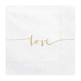 Serviettes Love, 20piece, 33 x 33 cm, blanc