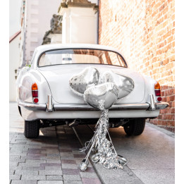 Set déco voiture coeurs, argent