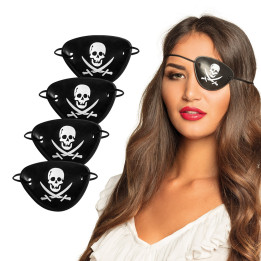 Patchs oculaires de pirate crânes et épées, 4piece, noir