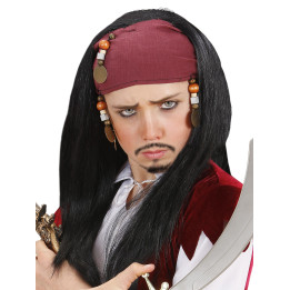 Wig pirate with headscarf for Kids, black