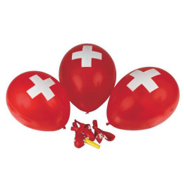 Swiss cross balloons: August 1st decoration, 8items, red/white