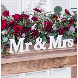 Lettres en bois Mr & Mrs, 50 x 9.5 cm, blanc