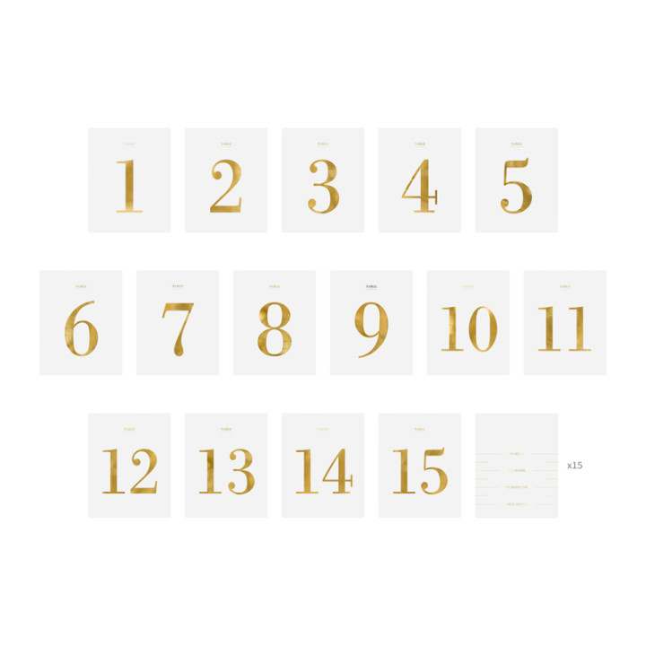 Numéros de table Set d'autocollants, 9.5 x 12 cm, blanc