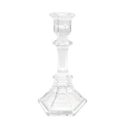 Glass candlestick, 9.5 x 9.5 x 19.5 cm, transparent
