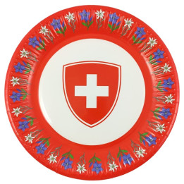 Paper plate Switzerland Tradition, 10items, 23cm, red