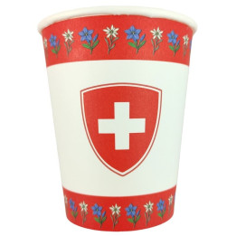 Pappbecher Schweiz Tradition, 10Stück, 250ml, rot