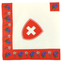 Napkins Switzerland Tradition, 20items, 33x33 cm, red
