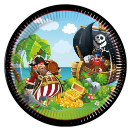 Pirates Party plates:FSC certified, 8items, 23cm, multicolored