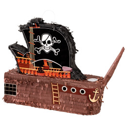 Pinata Bateau Pirate à frapper: aventure pour petits corsaires, 59 x 44 x 15 cm, marron
