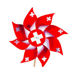 Moulin à vent Suisse: Décoration du 1er août, 25 cm, rouge